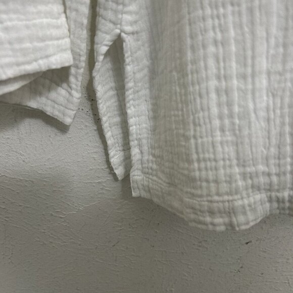 C & C California Nolan White Double Gauze Tunic Top Size M Side Splits Cotton - Picture 8 of 10